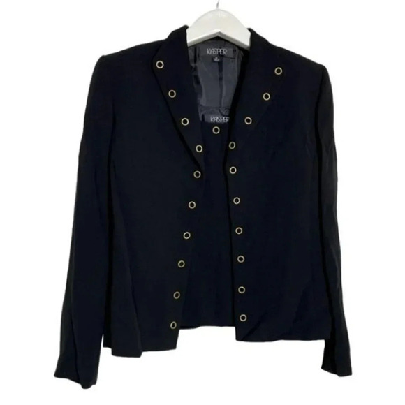 Kasper 10 black gold rivets blazer & matching shell‎ tank top set - Picture 1 of 10